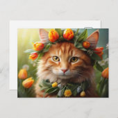 子猫(オレンジ色開花) ポストカード (正面/裏面)