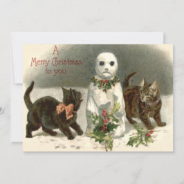 子猫+クリスマスリース+雪だるま
