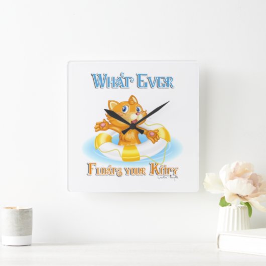 子猫 スクエア壁時計 (ホーム)