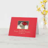 子猫&ティーバラクリスマス誕生日 カード (黄色い花)