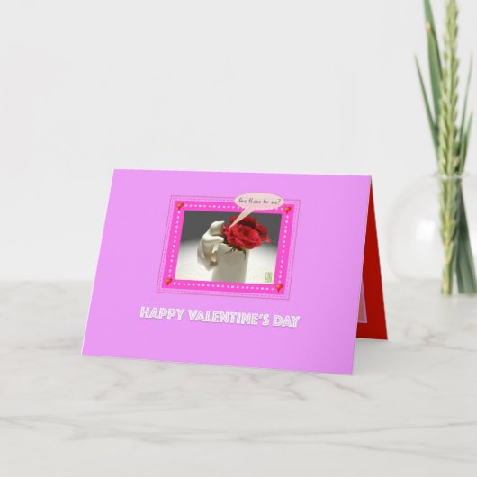 子猫&ティーバラ「私のためか？」 バレンタインカ カード (正面)