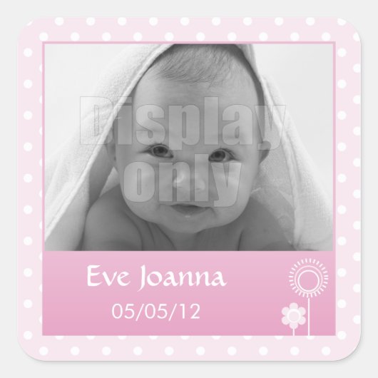 子猫 – ピンクステッカー スクエアシール (正面)