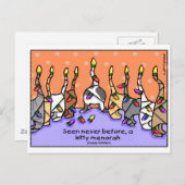 子猫(ユダヤ教)メノラーハッピーホリデー! シーズンポストカード (正面/裏面)