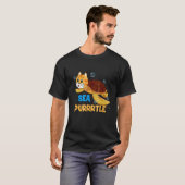 子猫 海 パートル 猫 カメ 子猫 Tシャツ (正面フル)