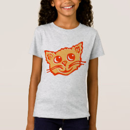 子猫/猫顔かわいいハッピーグラフィックの女の子Tシャツ Tシャツ