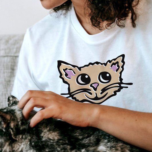 子猫/猫顔かわいいハッピーグラフィックTシャツ Tシャツ