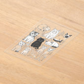 子猫,猫,動物,可愛い,遊び心のある,手描き,芸術的 アクリル招待状 (レイダウン)