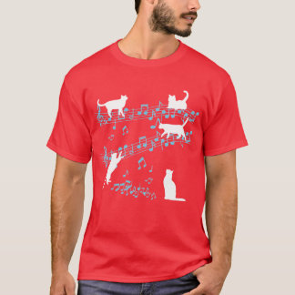子猫+猫+愛+演奏+音符+音楽+愛好家 Tシャツ