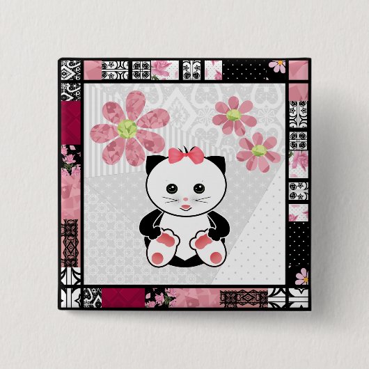 子猫 缶バッジ (正面)