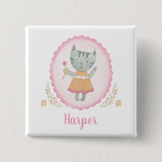 子猫 缶バッジ (正面)