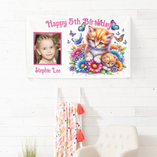 子猫，蝶，花&写真 横断幕 (インサイチュ)