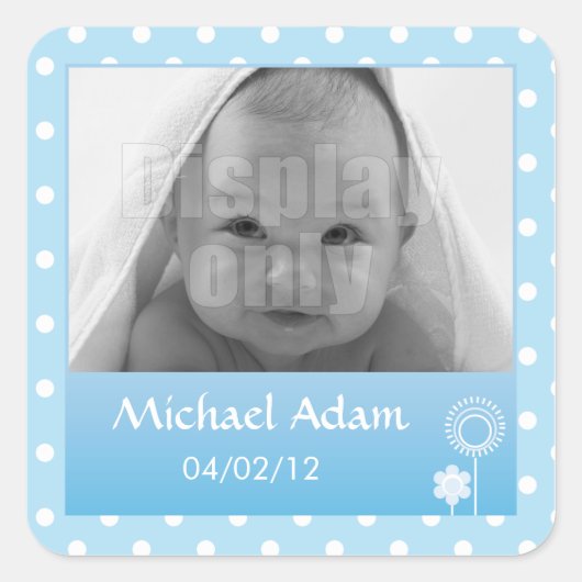 子猫 – 青いステッカー スクエアシール (正面)