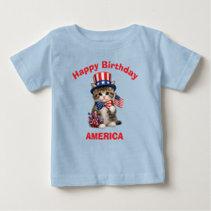 子猫 (1a) 愛国少年Tシャツ ベビーTシャツ
