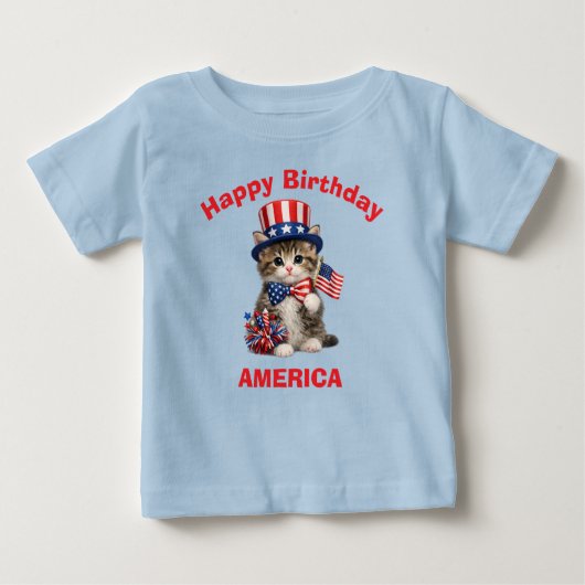 子猫 (1a) 愛国少年Tシャツ ベビーTシャツ (正面)