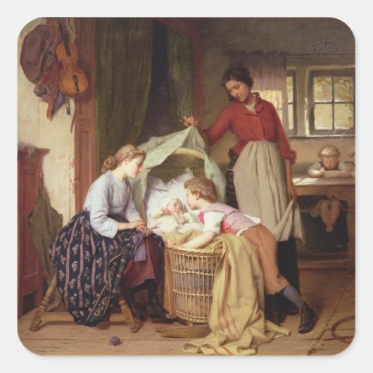 子生まれたばかりの供 スクエアシール (正面)