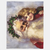 子絵画供の父クリスマスのヴィンテージ フリースブランケット (正面)