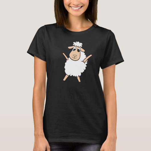 子羊が可愛すぎてすぐそっちに気を取られる 羊好きのための面白いデザイン Tシャツ (正面)