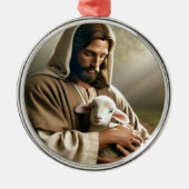 子羊とイエスのクリスマスオーナメント メタルオーナメント (正面)