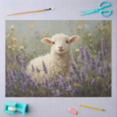 子羊とラベンダー絵を描の切り離し 薄葉紙 (クラフト)