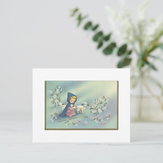 子羊とヴィンテージクリスマスガール シーズンポストカード (スタンド正面)