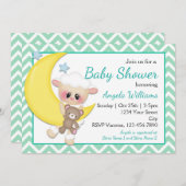 子羊と三日月の赤ちゃんシャワー 招待状 (正面/裏面)