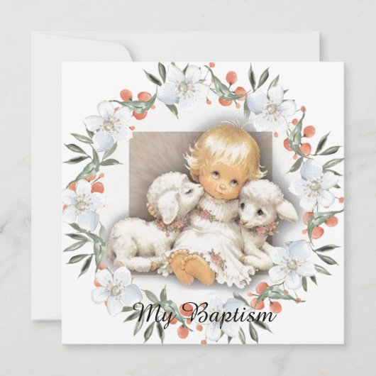 子羊と子供 - 洗礼 招待状 (正面)