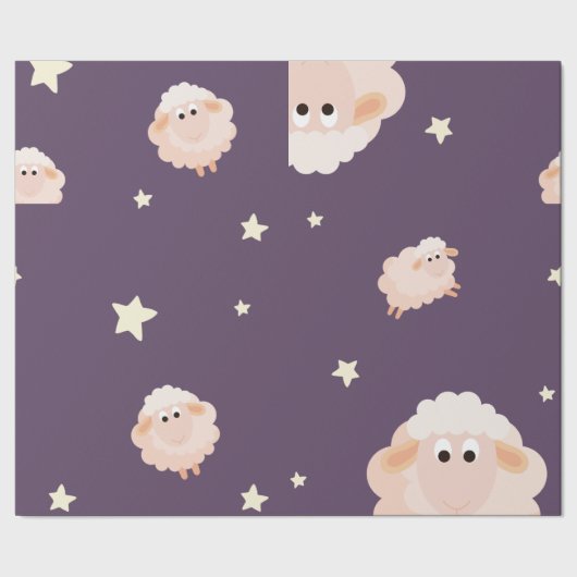子羊と星の組み合わせ包み紙 ラッピングペーパー (シーム)
