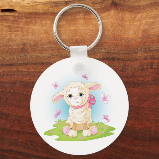 子羊と蝶 キーホルダー (正面)