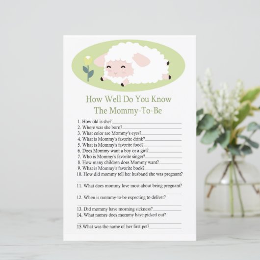 子羊どのように赤ちゃんシャワーのゲームを知っているか (スタンド正面)