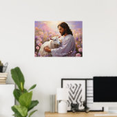 子羊のクリスチャン失ったアートを持つイエス ポスター (ホームオフィス)