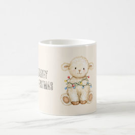 子羊のクリスマスツリーライト コーヒーマグカップ