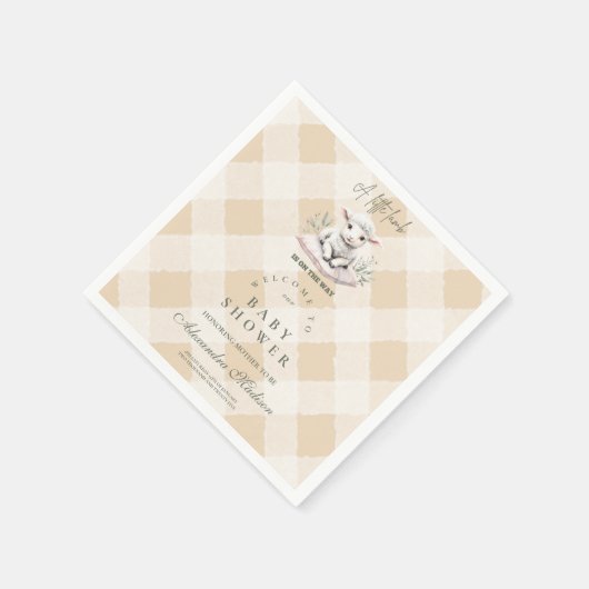 子羊の小さな赤ちゃんシャワー スタンダードカクテルナプキン (角)