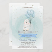 子羊の星バルーンブルーベビーシャワー 招待状 (正面/裏面)