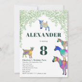 子羊の牧場の動物 8歳の誕生日パーティー 招待状 (正面)