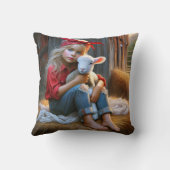 子羊の生まれたばかりの少女 クッション (裏面)