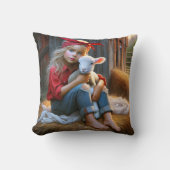 子羊の生まれたばかりの少女 クッション (正面)