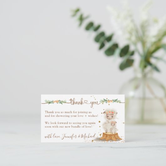 子羊の赤ちゃんシャワー新しいママありがとう エンクロージャーカード (スタンド正面)