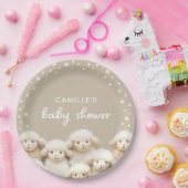 子羊の赤男女兼用ちゃんシャワー ペーパープレート (パーティー)