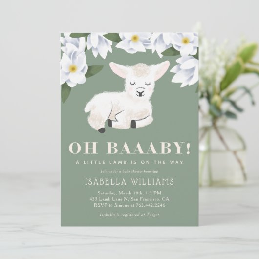 子羊の赤男女兼用ちゃんシャワー 招待状 (スタンド正面)