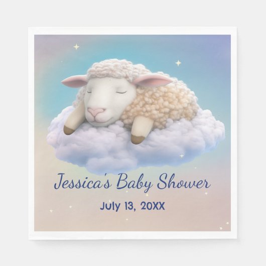 子羊の雲の赤ちゃんシャワー スタンダードランチョンナプキン (正面)