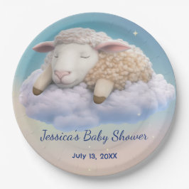 子羊の雲の赤ちゃんシャワー ペーパープレート