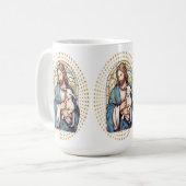 子羊を持つ神との宗教上のマグカップ コーヒーマグカップ (正面左)