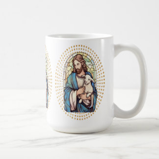 子羊を持つ神との宗教上のマグカップ コーヒーマグカップ