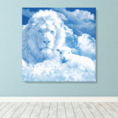 子羊イエスとライオン キャンバスプリント (インサイチュ (ウッドフロア))