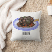 子羊シャンクの煮込み漫画イラストレーション クッション (ブランケット)