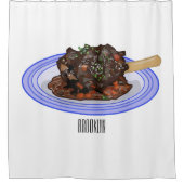 子羊シャンクの煮込み漫画イラストレーション シャワーカーテン (正面)