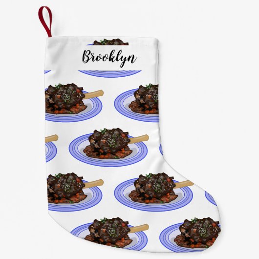 子羊シャンクの煮込み漫画イラストレーション スモールクリスマスストッキング (正面)