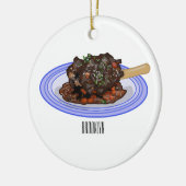 子羊シャンクの煮込み漫画イラストレーション セラミックオーナメント (左)