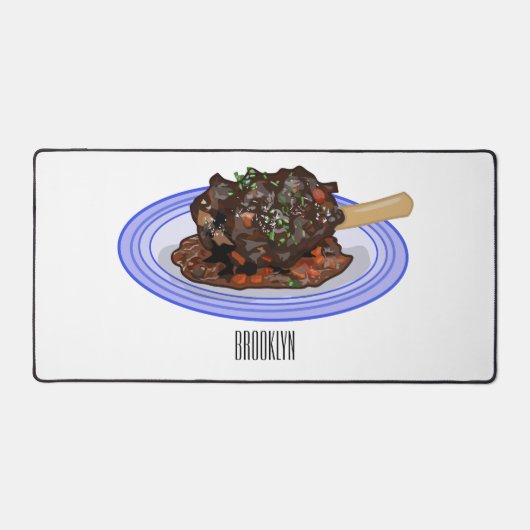 子羊シャンクの煮込み漫画イラストレーション デスクマット (正面)