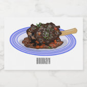 子羊シャンクの煮込み漫画イラストレーション フードラベル (シングルラベル)